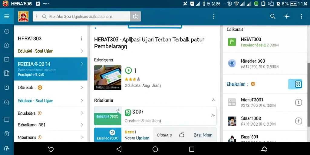 Tampilan antarmuka aplikasi HEBAT303 untuk Soal Ujian yang interaktif.