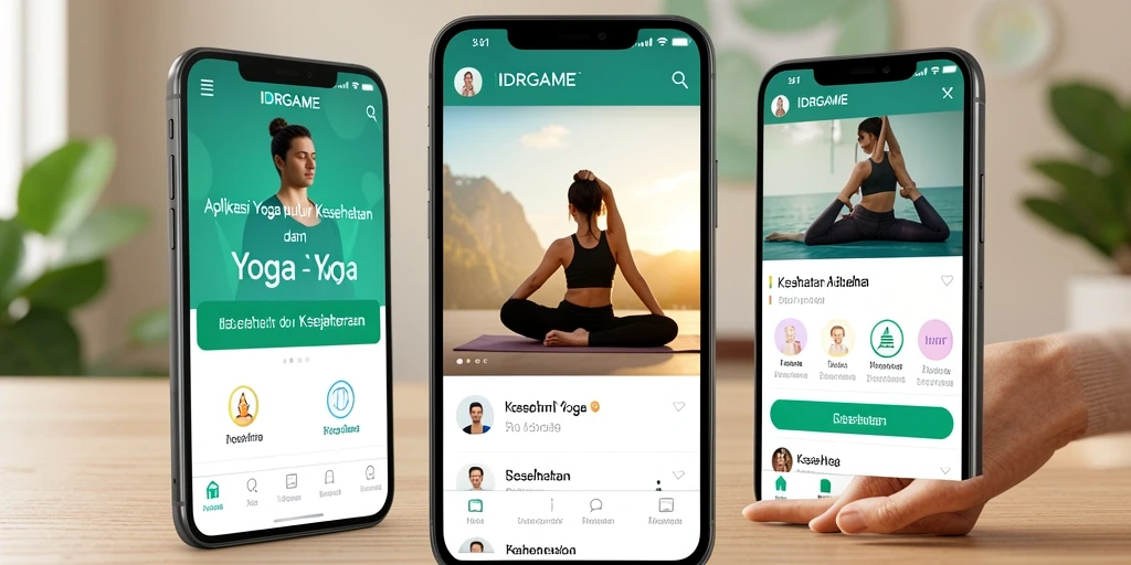 Tampilan antarmuka pengguna IDRGAME yang menarik dan intuitif untuk praktik Yoga.