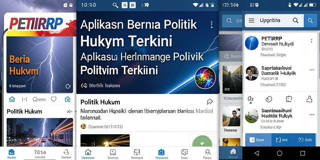 Tampilan antarmuka aplikasi PETIRRP dengan berita politik dan hukum.