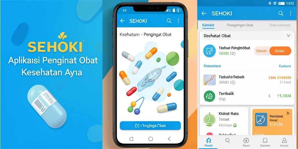 Antarmuka pengguna aplikasi SEHOKI dengan fitur pengingat obat yang jelas.