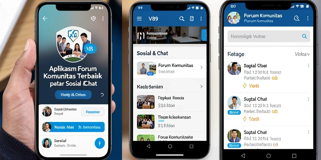 Antarmuka menarik aplikasi Forum Komunitas V89 yang memudahkan interaksi sosial.
